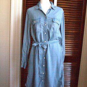 GAP 1969 Chambray Belted Midi Shirtdress